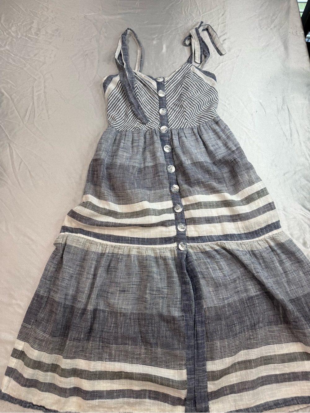 Angie Blue and White Striped Maxi Dress - Picture 2 of 6